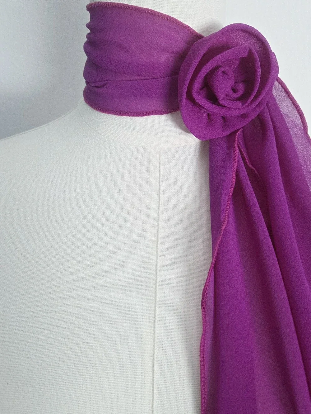 Purple wrap around scarf with flower